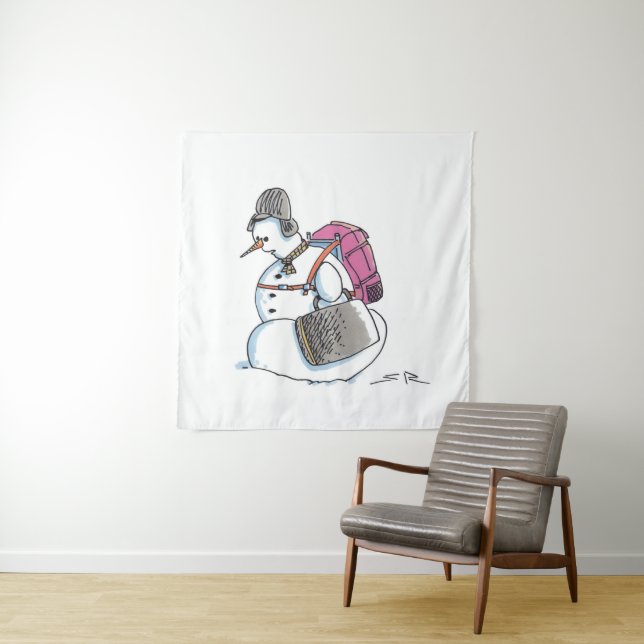 Backpack Snowman tapestry (In Situ)