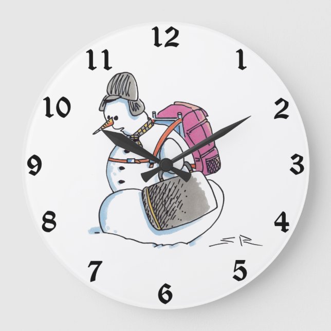 Backpack Snowman wall clock (Front)