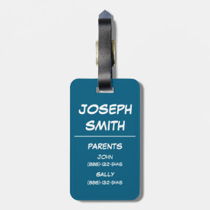 Backpack Tag with Emergency Contacts 