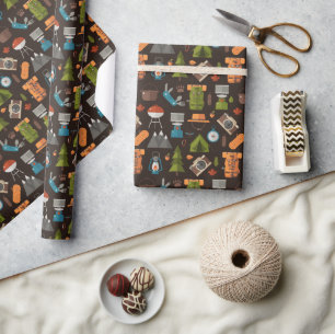 Backpack Tent Bushcraft Camping Pattern 2 Wrapping Paper
