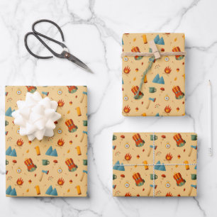 Backpack Tent Bushcraft Camping Pattern 4 Wrapping Paper Sheet