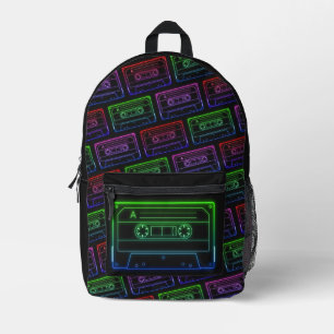 Backpack With Neon Multicolor Cassette Pattern