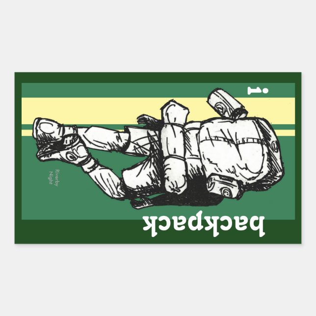 Backpacker (guy)-GreenYellow Rectangular Sticker (Front)