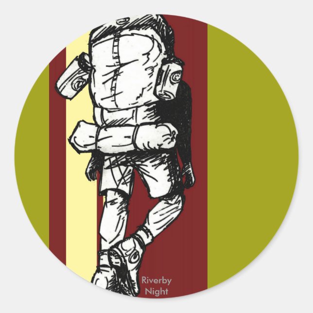 Backpacker (guy)-RedYellow Classic Round Sticker (Front)