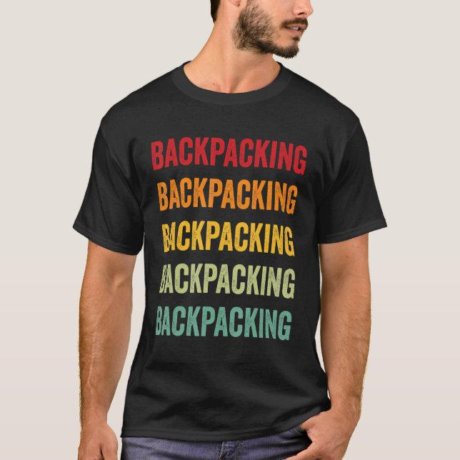 Backpacking Backpacking Hobbyist Rainbow Design T-Shirt (Front)