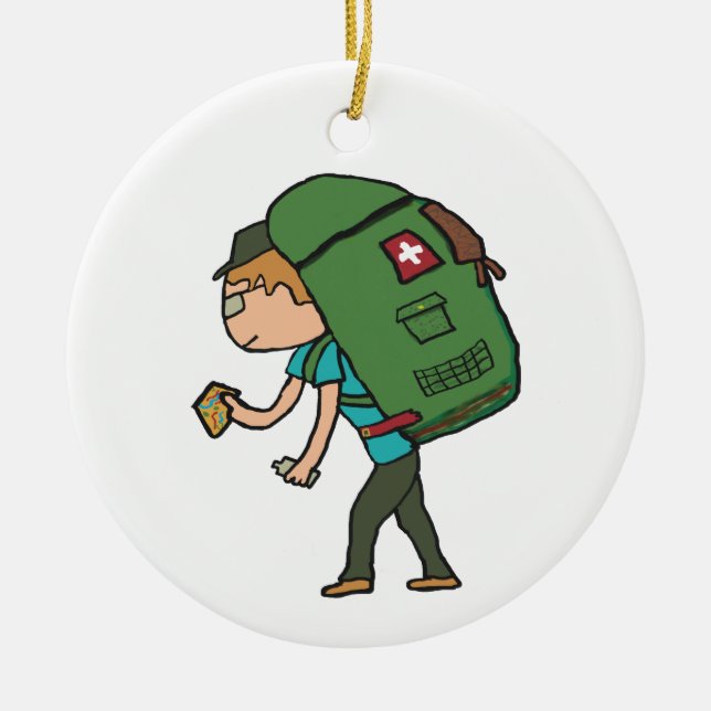 Backpacking Ceramic Tree Decoration (Front)