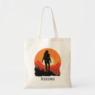 Backpacking Hiking at Sunset Design Tote Bag