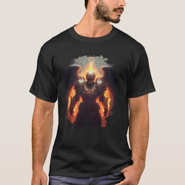Backprint Angel of Fire with Flames of Hell T-Shirt (Front)