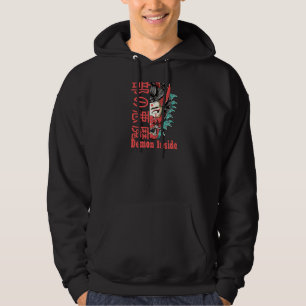 Backprint Demon Inside Japanese Oni Mask Demon Mas Hoodie