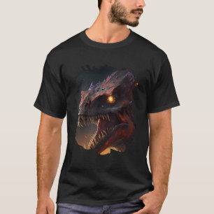 Backprint Fire breathing giant the fearsome dinosa T-Shirt
