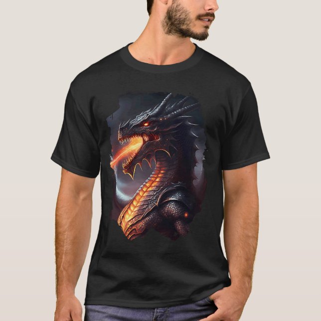 Backprint Fire breathing invincible dragon T-Shirt (Front)
