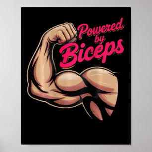 Backprint Funny Gym Humor Biceps Gains Powered By  Poster
