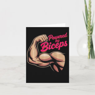 Backprint Funny Gym Humour Biceps Gains Powered By Card