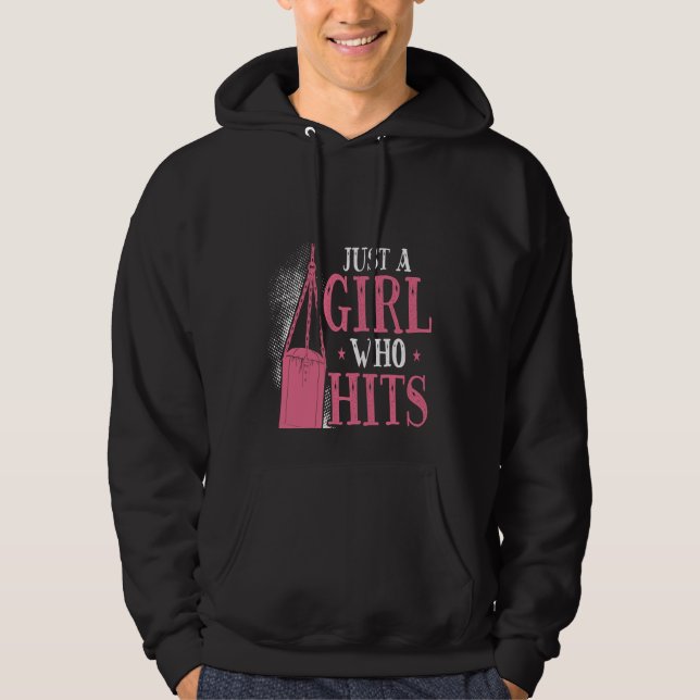 Backprint Just A Girl Who Hits Things Woman Boxing Hoodie (Front)