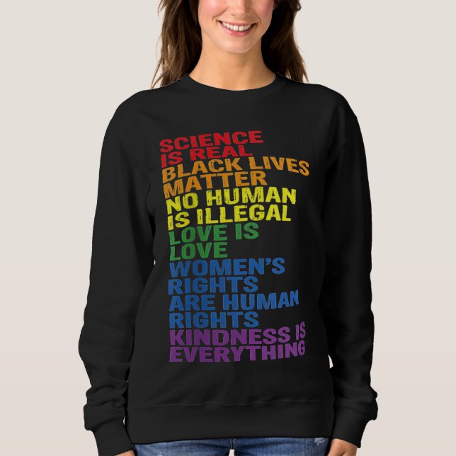 Backprint Kindness is everything LGBTQ+ Pride Ragl Sweatshirt (Front)