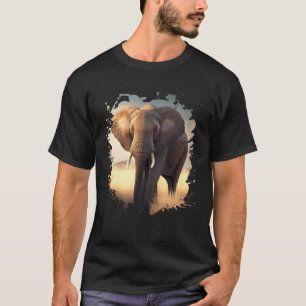 Backprint Lonely elephant in the African savanna T-Shirt