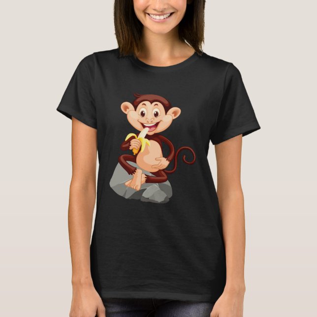 Backprint monkey with banana cute monkey T-Shirt (Front)