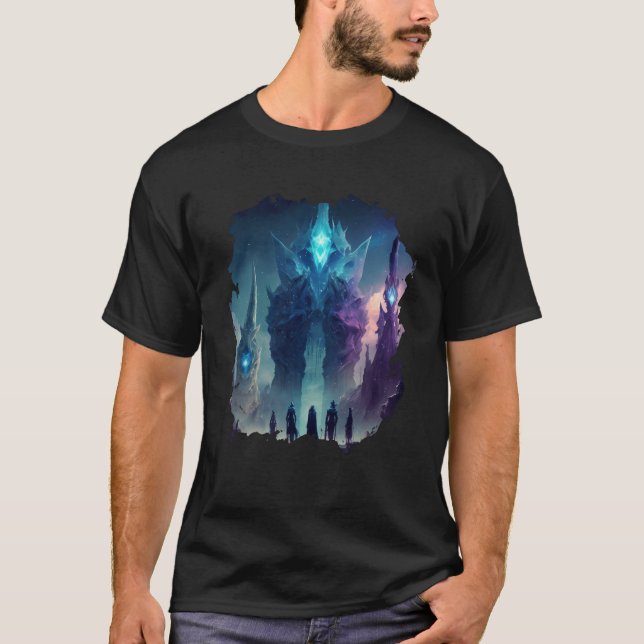 Backprint Mystical alien planet futuristic journey T-Shirt (Front)