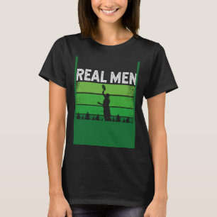 Backprint Real Men Chase Plastic Ultimate Frisbee T-Shirt