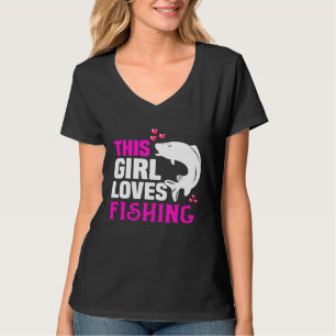 Backprint This girl loves fishing and anglers T-Shirt