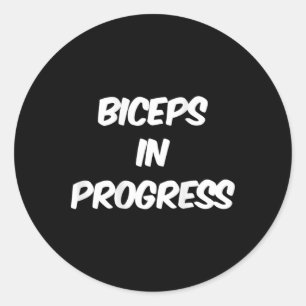 Backprinted Funny Gym Humour Biceps Gains Biceps I Classic Round Sticker