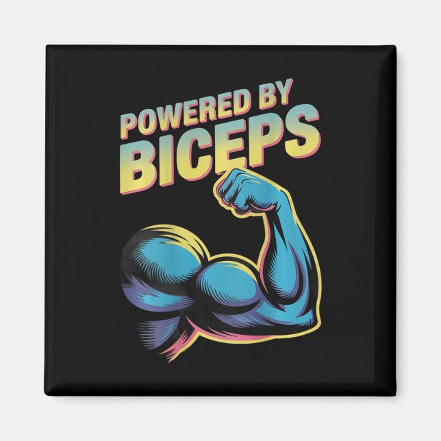 Backprinted Funny Gym Humour Biceps Gains Powered  Magnet (Front)