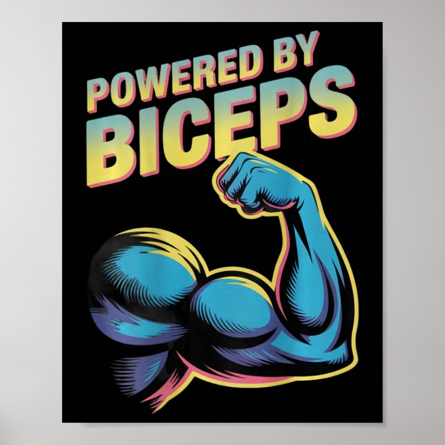 Backprinted Funny Gym Humour Biceps Gains Powered  Poster (Front)