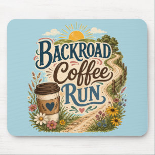 Backroad Coffee Run Country Folk Sunrise Mouse Pad