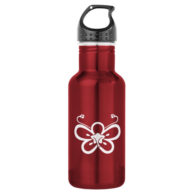 Backside-view shadowed butterfly-shaped ume 532 ml water bottle (Front)