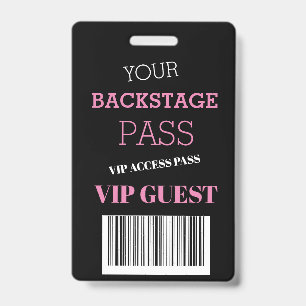 Backstage Festival Black Pink Access Pass VIP   ID Badge