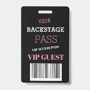 Backstage Music Festival Pink Access Pass VIP  ID Badge