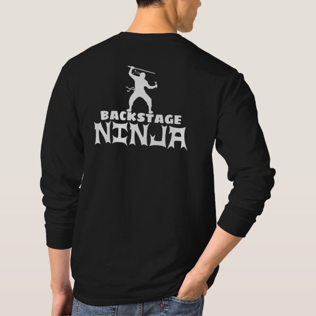 Backstage Ninja (White) On Back T-Shirt (Back)