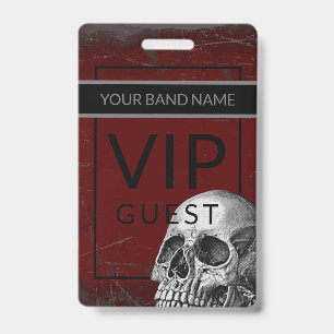 Backstage Pass VIP Custom Name Rock Skull Lanyard  ID Badge