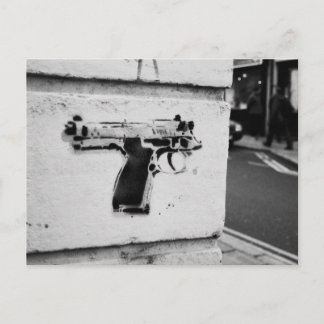 backwards gun stencil graffiti art postcard