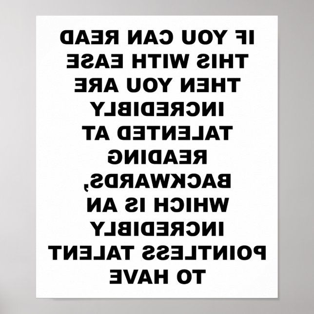 Backwards Skill Funny Poster (Front)