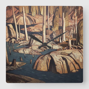 Backwater Landscape Painting by Canadian AJ Casson Square Wall Clock