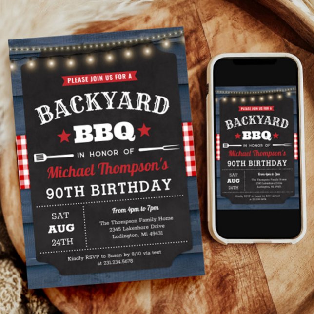 Backyard Barbecue 90th Birthday Invitation (Backyard Barbecue 90th Birthday Invitation)