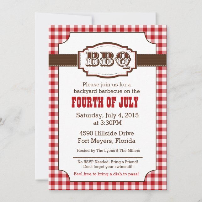 Backyard Barbecue, BBQ Invitation, Rustic Country Invitation (Front)