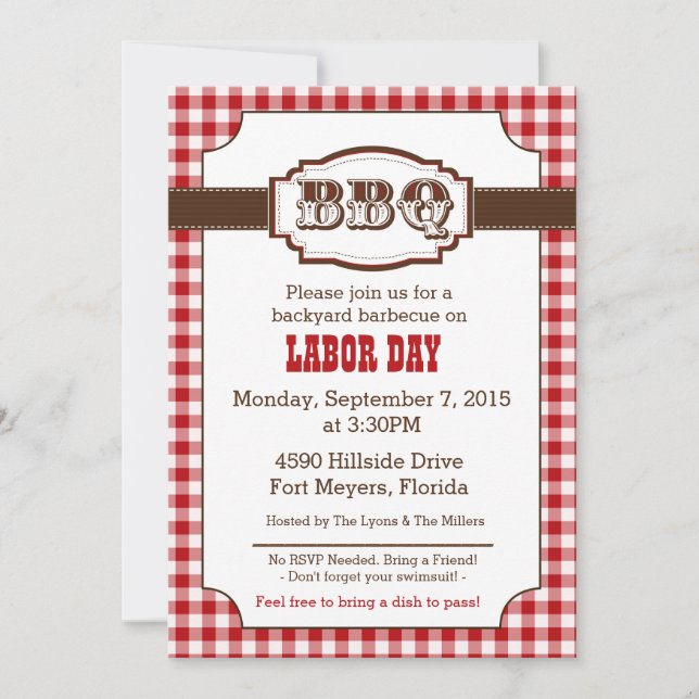 Backyard Barbecue, BBQ Invitation, Rustic Country Invitation (Front)