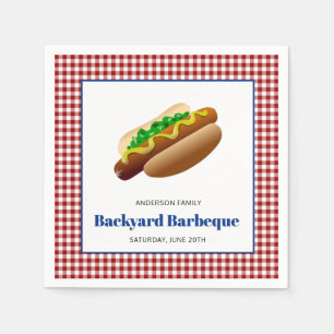 Backyard Barbeque Hot Dogs Red Chequered Napkin