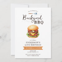 Backyard BBQ 50th Birthday Party Invitation