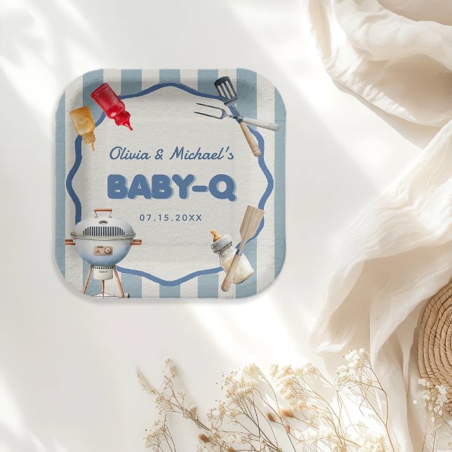 Backyard BBQ Baby Q Baby Shower Paper Plates (Creator Uploaded)
