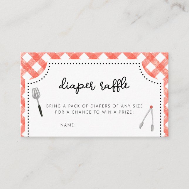 Backyard BBQ Baby Shower Diaper Raffle Business Card (Front)