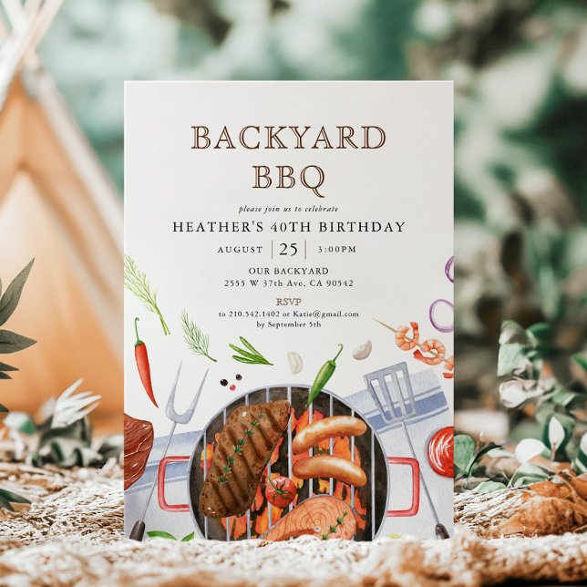 Backyard BBQ Barbecue Birthday Party Invitation (Creator Uploaded)
