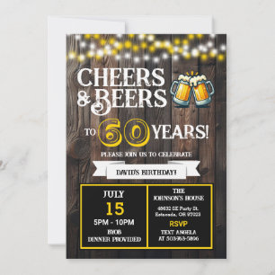 Backyard BBQ Birthday Cheers and Beers to 60 Years Invitation