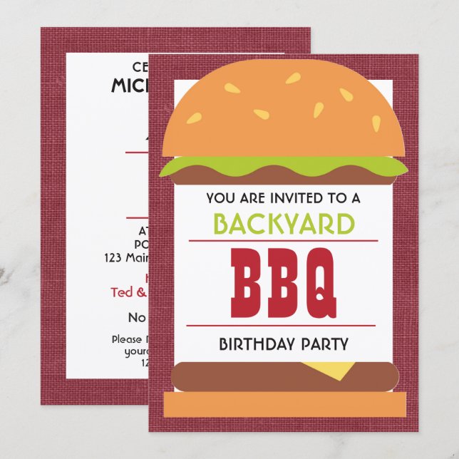 Backyard BBQ Birthday Invitation (Front/Back)