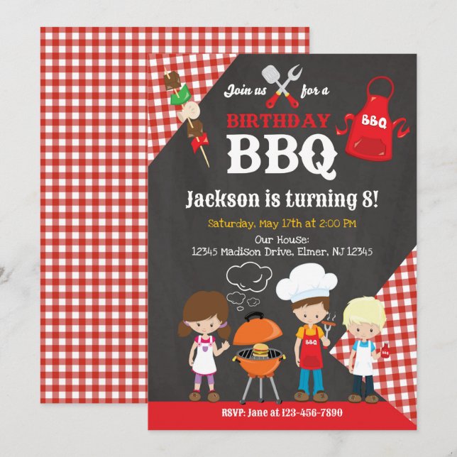 Backyard BBQ Birthday Party Invitation (Front/Back)