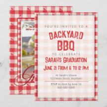 Backyard BBQ Casual Grad Party Cookout Gingham Red