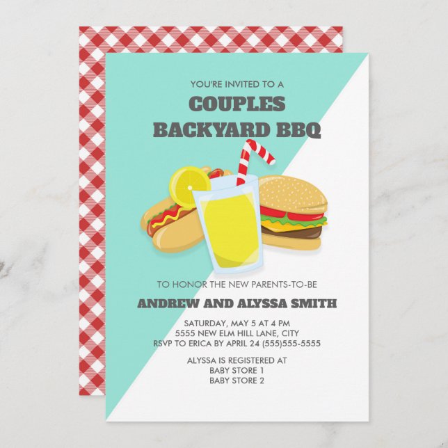 Backyard BBQ Couples Baby Shower Invite (Front/Back)
