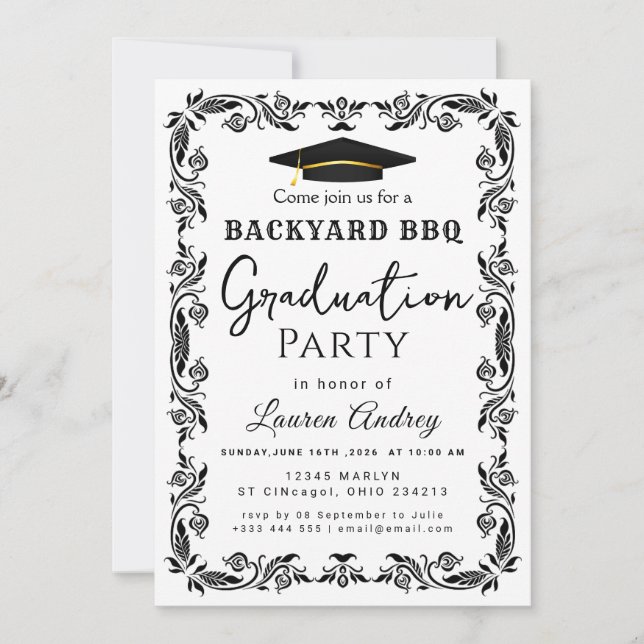 Backyard BBQ Graduation Party Invitation (Front)